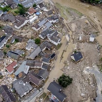 Unternehmen müssen lernen, mit den zunehmenden Naturgefahren umzugehen: Die Ortschaft Schuld an der Ahr in Rheinland-Pfalz nach dem verheerendem Hochwasser von Mitte Juli 2021.