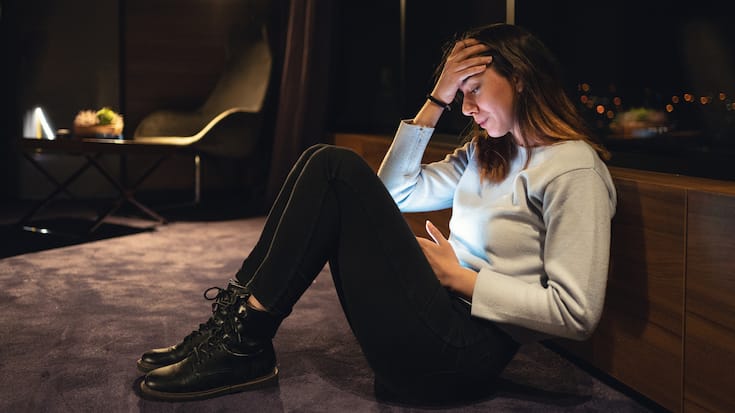 Traurig Handybildschirm