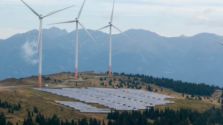 Blick auf den Tauernwindpark in der Steiermark