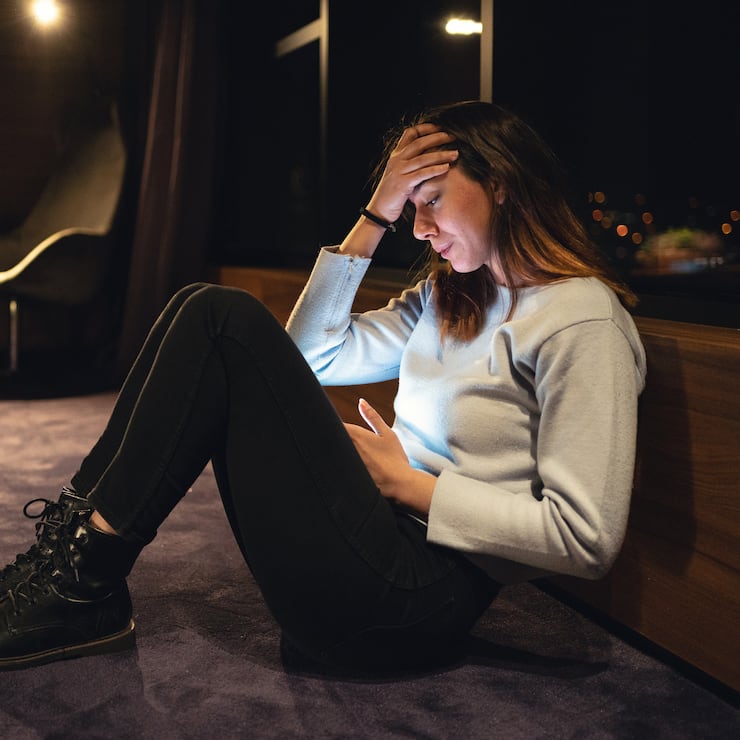 Traurig Handybildschirm