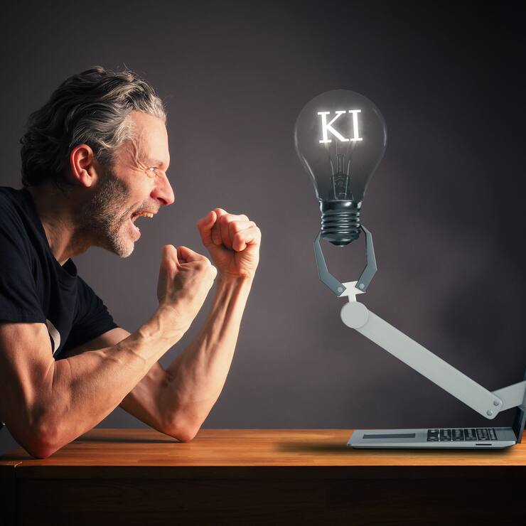 Man tries to defend himself against the AI