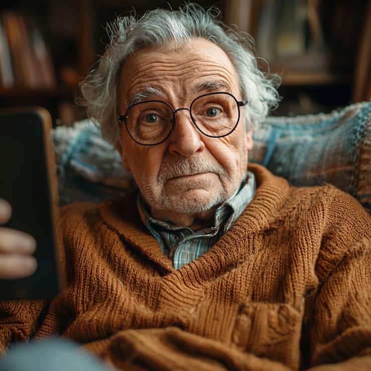 Alterer Herr mit Smartphone