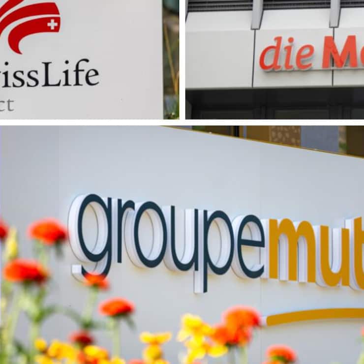 Swiss Life-Logo, Die Mobiliar-Logo, Groupe Mutuel-Logo