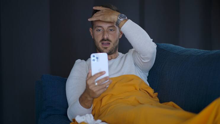Digital Health, Mann krank, Smartphone