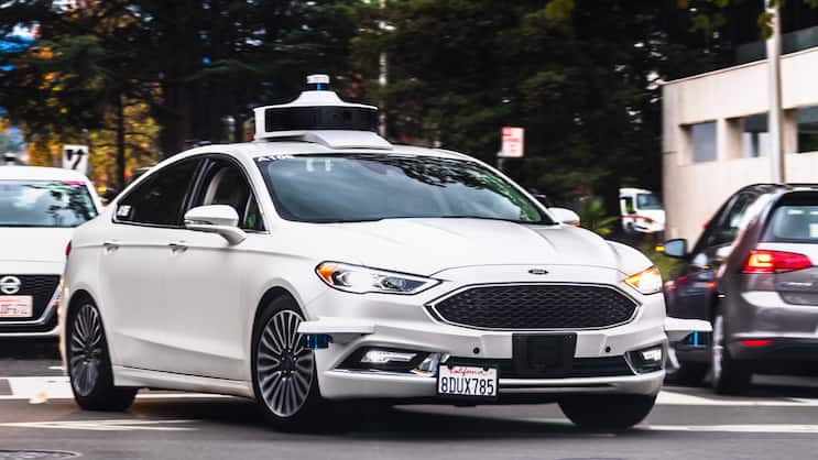 Robo-Taxi des US-Fahrdienstvermittlers Lyft auf einer Testfahrt im kalifornischen Palo Alto.