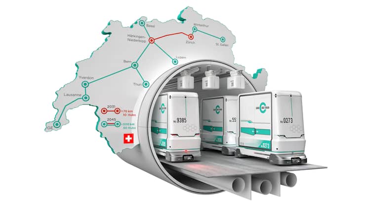 Investition in die Zukunft von Mobiliar, Helvetia und Vaudoise: Das geplante unterirdische Tunnelsystem Cargo sous terrain.