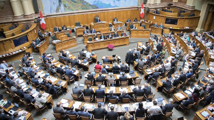 Salle du Conseil national pendant la session.