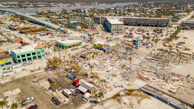 Massive Zerstörung am Strand von Fort Myers nach dem Hurrikan Ian.