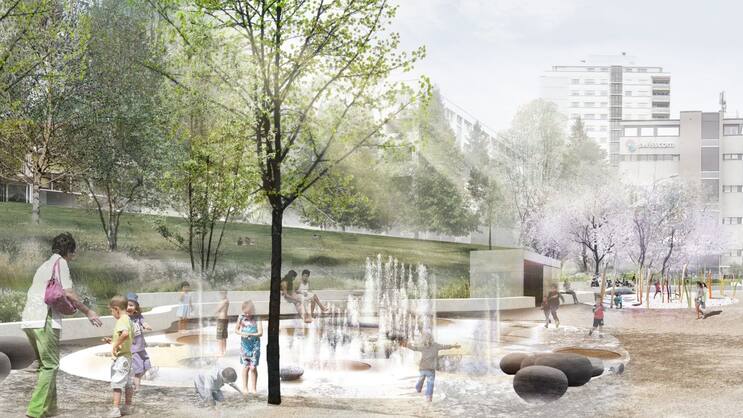 Animation du nouveau quartier prévu "FriGlâne" à Fribourg.