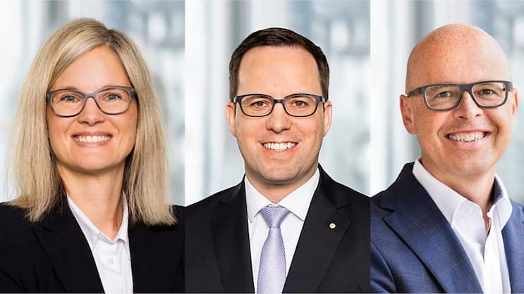 Les nouveaux membres de la direction de gauche à droite: Jeannine Frey et Rolf Nick ainsi que Kurt Stricker, nouveau CFO et CEO adjoint.