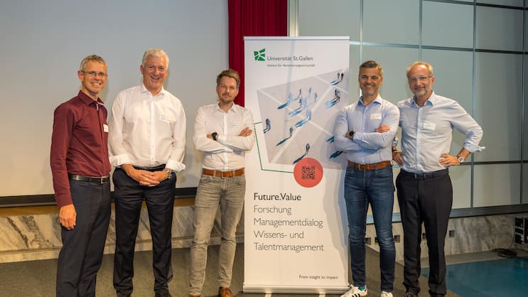 Führten spannende Diskussionen: Martin Eling (IVW), Urs Arbter (SVV), Christian Biener (IVW), Alexander Braun (IVW) und Hato Schmeiser (IVW; v.l.n.r.).