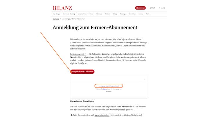 4. Nachdem Sie eingeloggt sind, wird bestätigt, dass Ihr Zugang nun aktiv ist. (Falls nicht, refreshen Sie die Seite). Klicken Sie nun auf den Link zu HZ Insurance.png