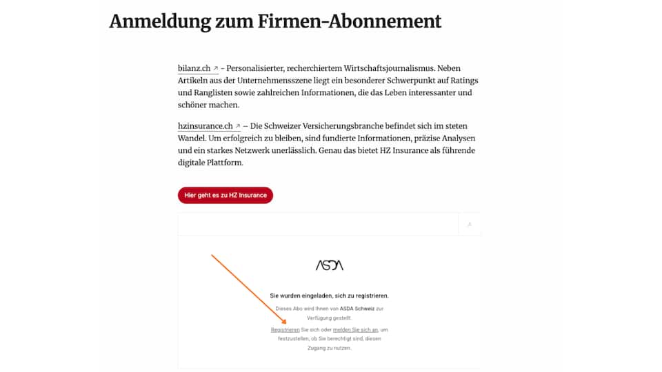 3. Auf der Seite %22Anmeldung zum Firmen-Abonnement%22 klicken Sie im auf %22Registrieren%22.png